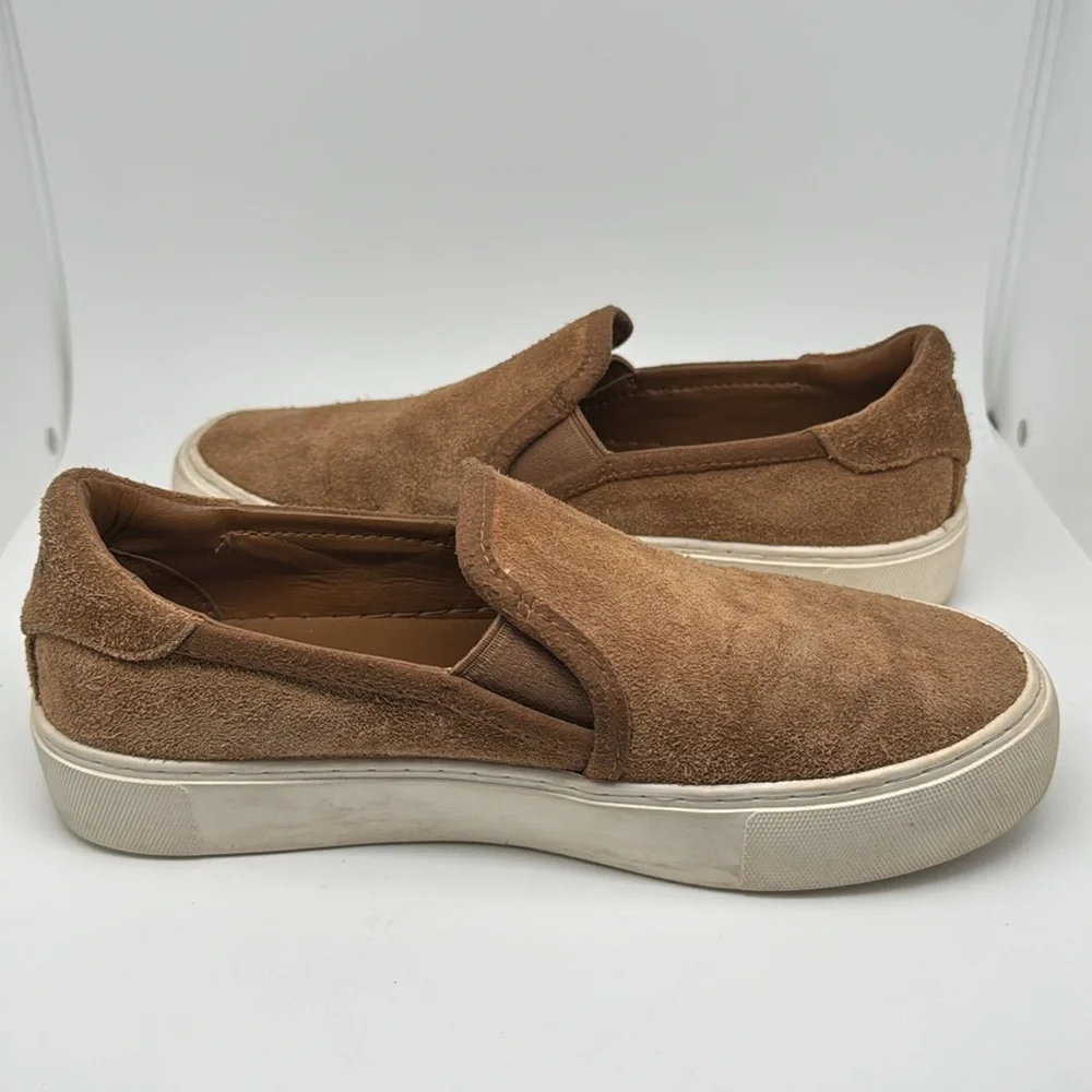 UGG Women's Jass Leather Brown Tan Suede Slip-On Sneakers Shoes‎ Size 7.5
